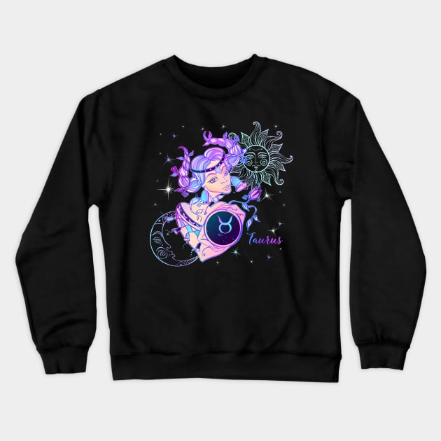 Taurus Astrology Horoscope Zodiac Birth Sign Gift for Women Crewneck Sweatshirt by xena